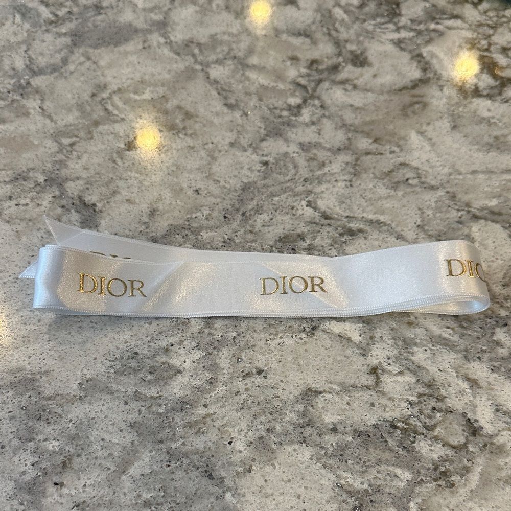 ✨ Title: Dior White Satin Ribbon with Gold Logo – 63” x 1”